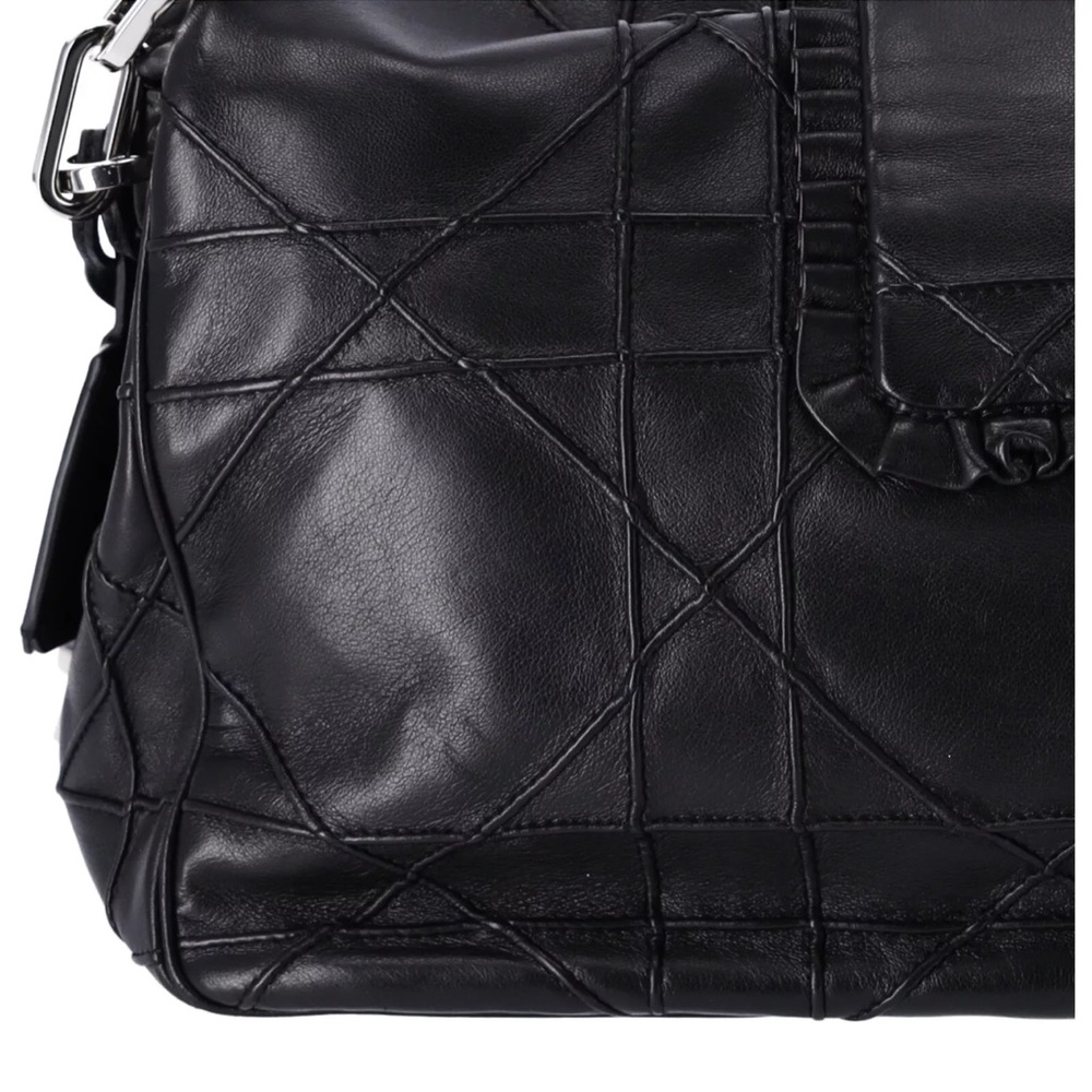 Christian Dior Black Lambskin Leather New Lock Ruffle Flap Shoulder Bag Ruffle - Picture 6 of 15